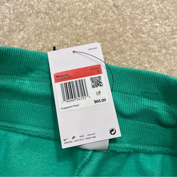 NEW Nike Sweat Shorts Womens Large Green Blue Fleece High Rise Loose Fit AOP - Picture 4 of 13